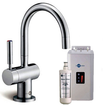 Insinkerator Brushed Steel Boiling Water Kettle Tap With Neo Tank H3300Br2.5L Deck-Mounted Swivel Spout from B&Q