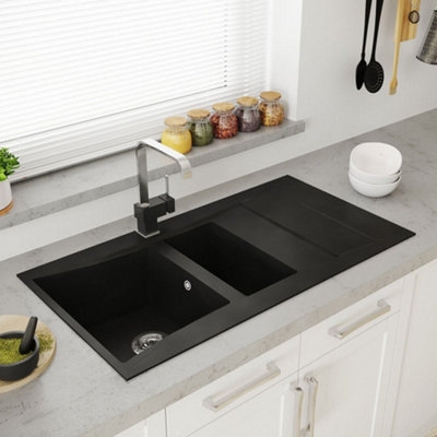 Astini Xeron 1.5 Bowl Black Smc Synthetic Reversible Inset Kitchen Sink With Tap & Waste from B&Q