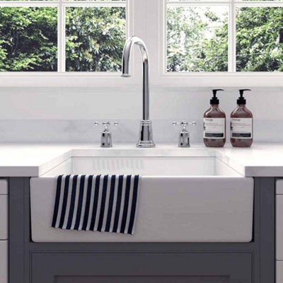 Astini Lsc Intermediate White 500X400X145 Ceramic Belfast Butler Kitchen Sink & Waste from B&Q
