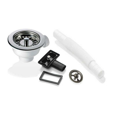 Astini 90mm Basket Strainer Waste With Integrated OverflowChrome1 1/2 Inch Bsp from B&Q