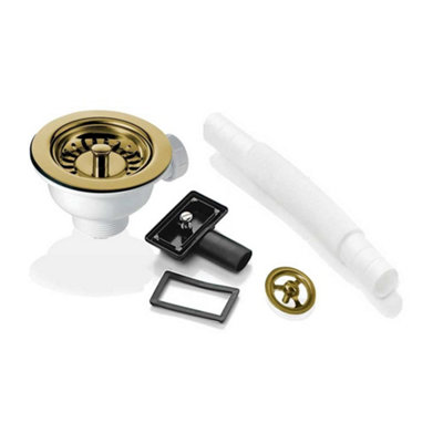 Astini 90mm Basket Strainer Waste And Integrated Overflow KitBrushed Or PolishedFits CeramicGranite And Stainless Sinks from B&Q