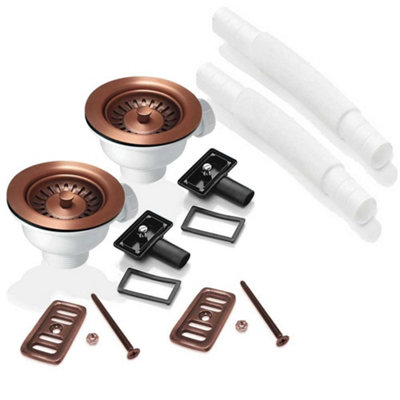 Astini 2X 90mm Basket Strainer Waste And Square Overflow SetBrass/steel55mm BoltAdjustable Pipe from B&Q