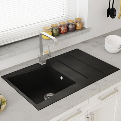 Astini Xeron 1.0 Bowl Matt Black Smc Synthetic Reversible Inset Kitchen Sink With Tap And 90mm Waste from B&Q