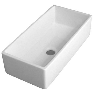 B&Q -  Fareham 915 1.0 Bowl White Ceramic Belfast Sit-On Kitchen Sink With Basket Waste