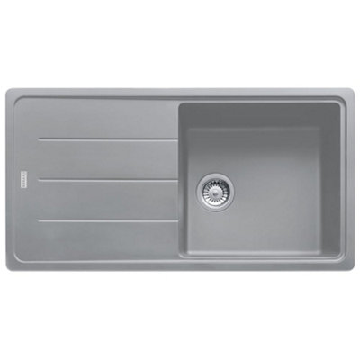 Franke Basis Granite 1-Bowl Inset Kitchen Sink 970X500mm Matt Grey With 90mm Waste Bfg611-97 from B&Q