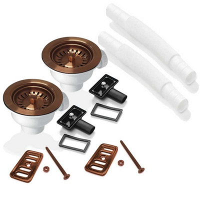 Astini 2X 90mm Basket Strainer Waste & Square Overflow Set from B&Q