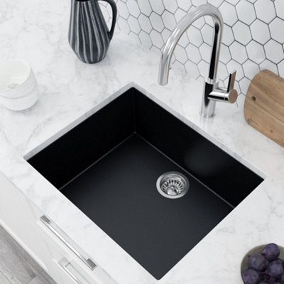 Astini Scuti 1.0 Large Bowl Black Smc Synthetic Inset/undermount Kitchen Sink from B&Q