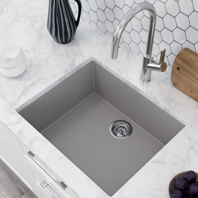 Astini Scuti 1.0 Large Bowl Grey Smc Synthetic Inset/undermount Kitchen Sink from B&Q