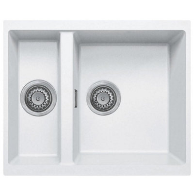 Astini Dante 1.5 Bowl Granite White Undermount Kitchen Sink & Waste from B&Q