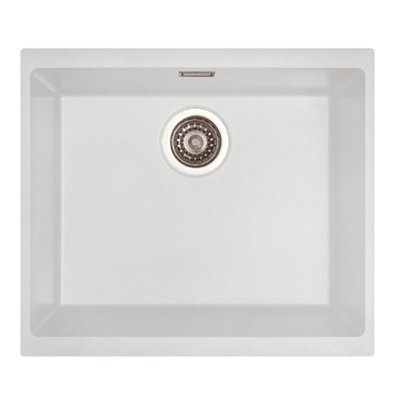 Astini Dante 500 1-Bowl Granite Composite Undermount Kitchen SinkWhiteIncludes Chrome Waste Kit from B&Q