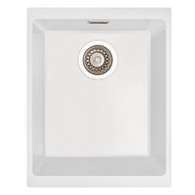 Astini Dante 340 1.0 Bowl Granite White Undermount Kitchen Sink & Waste from B&Q