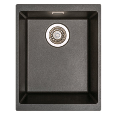 Astini Dante 340 1.0 Bowl Granite Black Undermount Kitchen Sink & Waste from B&Q