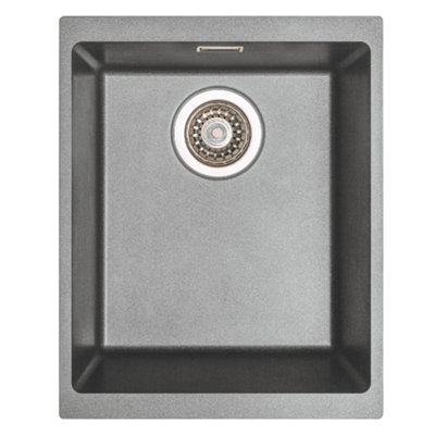 Astini Dante 340 Granite Undermount 1-Bowl Kitchen Sink With Chrome Waste KitGrey from B&Q