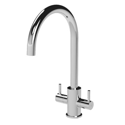 Astini Roxor Dual Lever Kitchen Mixer TapBrushed BrassMatt Black & Chrome from B&Q