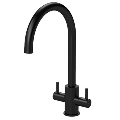 Astini Roxor Dual Lever Kitchen Mixer TapBrushed BrassMatt Black & Chrome from B&Q