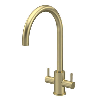 Astini Roxor Brushed Brass Mono Dual Lever Kitchen Mixer Tap from B&Q