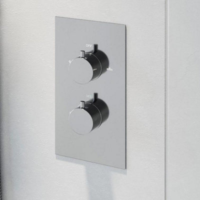B&Q -  Modern Concealed Shower Valve Thermostatic Twin Outlet Chrome Dual Control