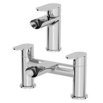 Affine Bathroom Waterfall Mono Basin Sink Mixer Tap Bath Filler Mixer Tap Set Chrome from B&Q