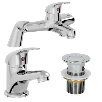 Affine Bathroom Basin Mono Mixer Tap Bath Mixer Tap Slotted Waste Chrome Single Lever Size 0.5