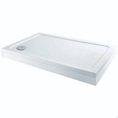 Affine Modern Rectangle Shower Tray 1000 X 800mm Easy Plumb Slimline Lightweight White from B&Q