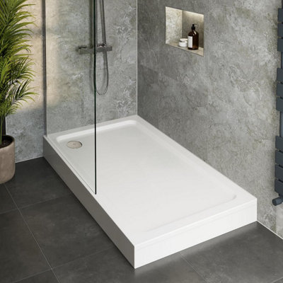 Hydrolux Affine Modern Rectangle Shower Tray 1200 X 760mm Easy Plumb Slimline Lightweight White from B&Q