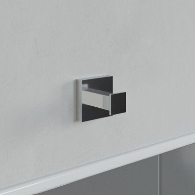 Affine Bathroom Towel Robe Hook Holder Chrome Square Wall Mounted Stylish Modern from B&Q