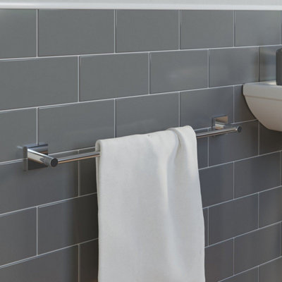 Aveli Bathroom Towel Rail Holder Chrome Square Wall Mounted Stylish Modern from B&Q
