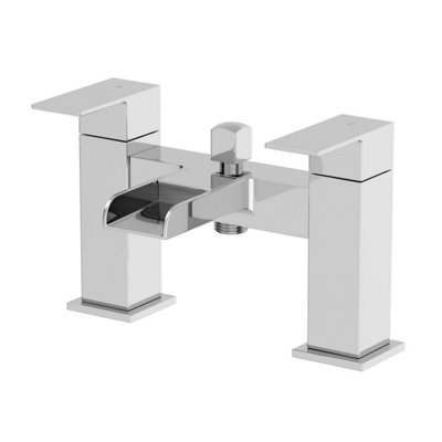 Affine Modern Bath Mixer Filler Tap Chrome Waterfall Spout Twin Lever Shower Bathroom from B&Q