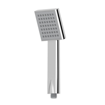 B&Q -  Modern Square Shower Head High Flow Single Spray Pattern Polished Chrome Handset