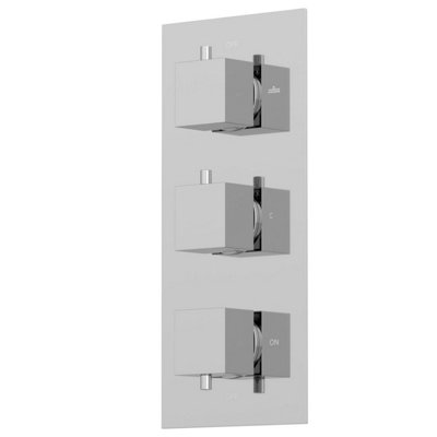 Affine Thermostatic Square Control Concealed Shower Valve Triple Outlet Chrome Finish from B&Q