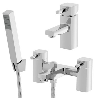 Affine Bath Shower Filler Chrome Spout Hot Basin Sink Lever Mixer Tap Mixer Taps Square