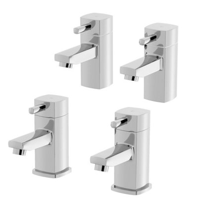 Affine Modern Bathroom Basin Sink Taps Bath Taps Single Lever Pillar Tap Chrome Hot from B&Q