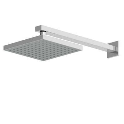 Affine Wall Mounted Modern 200mm Drencher Chrome Square Rainfall Fixed Shower Arm Head from B&Q