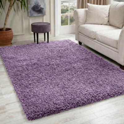 B&Q Desire Rugs Plain Living Room Shaggy Area Rugs 160X230 Cm Lilac