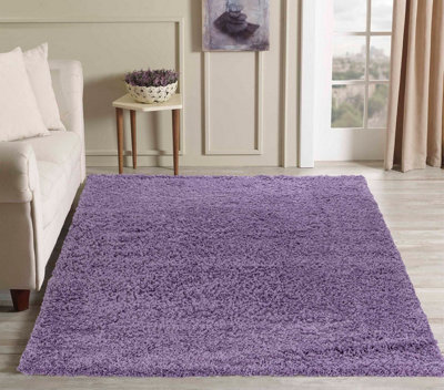 Desire Rugs Plain Living Room Shaggy Area Rugs Lilac 80X150 Cm from B&Q