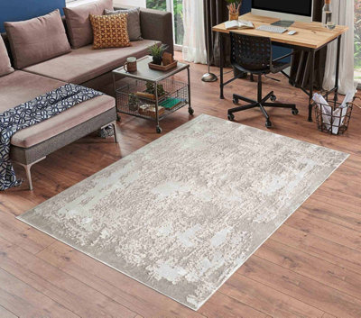 Serenity Modern Abstract Acrylic Contemporary Area Rugs Stone 160X230 Cm from B&Q