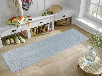 Ivy Washable Greek Key Design Anti Slip Doormats Dark Grey 80X300 Cm from B&Q