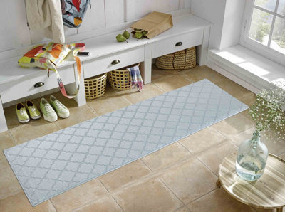 Ivy Washable Trellis Design Anti Slip Doormats Silver 80X300 Cm from B&Q