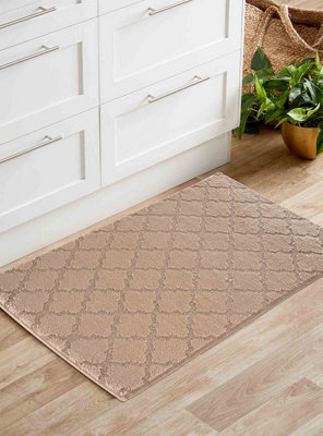 Ivy Washable Trellis Design Anti Slip Doormats Beige 120X160 Cm from B&Q