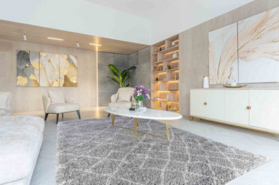  - Moroccan Berber Shaggy Rugs Living Room Abstract Grey 80X150 Cm