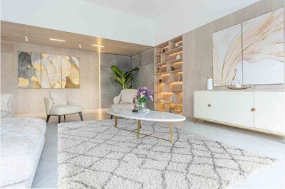  - Moroccan Berber Shaggy Rugs Living Room Abstract Light Cream 80X150 Cm