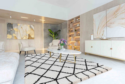  - Moroccan Berber Shaggy Rugs Living Room Diamond Design Stone 80X150 Cm