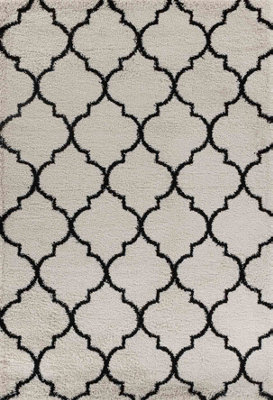  - Moroccan Berber Shaggy Rugs Living Room Trellis Stone 160X230 Cm