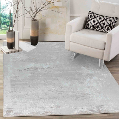Modern Abstract Sprayed Grunge Texture Area Rugs Stone 80X150 Cm from B&Q