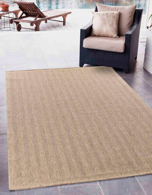B&Q Modern Herringbone Design Outdoor-Indoor Rugs Jute 160X230 Cm
