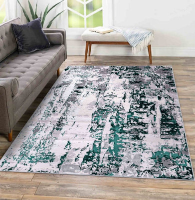 Styra Modern Grunge Abstract Area Rugs Aqua 200X290 Cm from B&Q