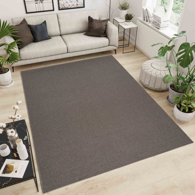 B&Q Simple Low Pile Modern Tufted Area Rugs For Living Room With Felt Backing 80X150 Cm Dark/Beige
