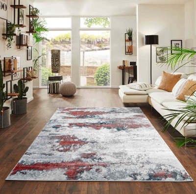 Onyx Modern Living Room RugAbstract Area Rugs PinkRunner 60X220 Cm from B&Q