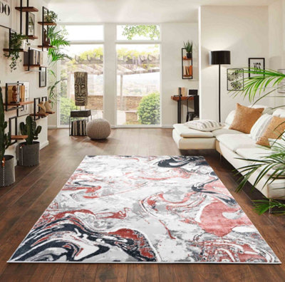 Solarius Modern Living Room RugAbstract Area Rugs PinkRunner 60X220 Cm from B&Q