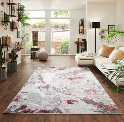 Picasso Modern Living Room RugAbstract Area Rugs PinkRunner 60X220 Cm from B&Q